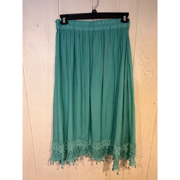 Women's Krazy Kat Teal Midi Skirt with Tassels XL - Picture 4 of 9